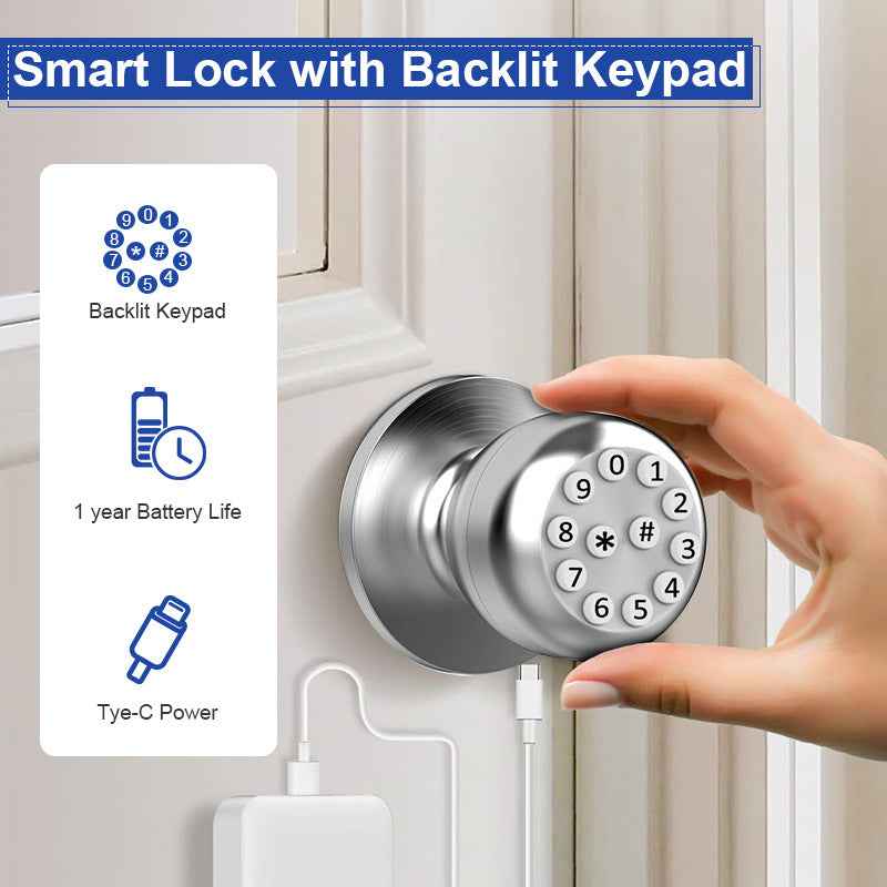 Smart Ball Lock - WiFi Knob Lock for Office & Bedroom Doors