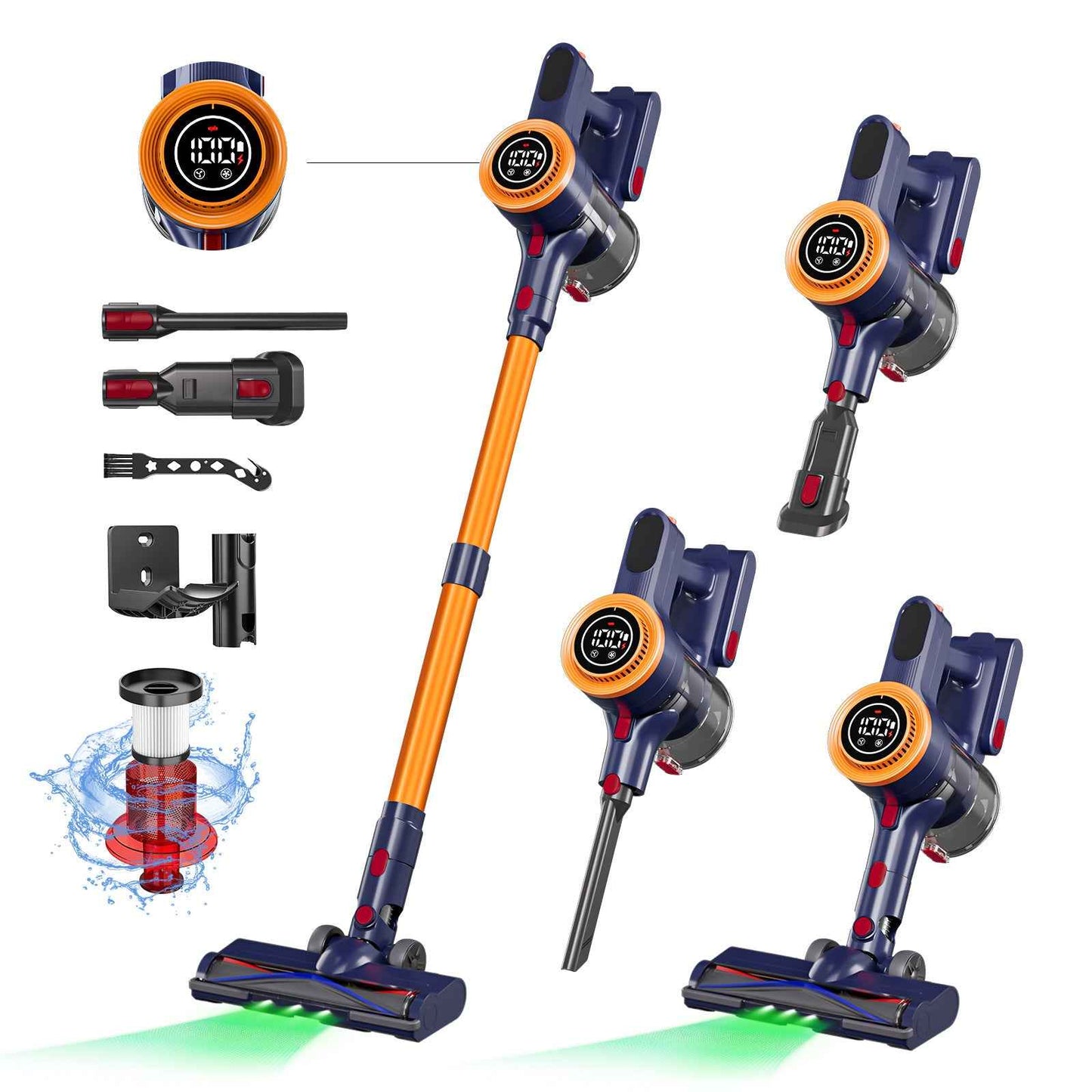 Cordless Vacuum Cleaner - Rechargeable Handheld with Detachable Pipe