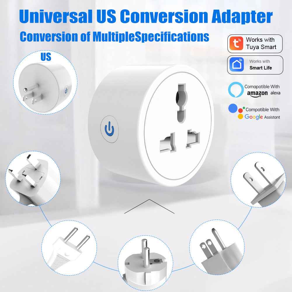 Smart WiFi Socket - US to Universal Adapter with Timer & Voice Control