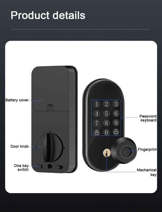 Smart Deadbolt Lock - Touch Screen Fingerprint Lock with WiFi Bluetooth