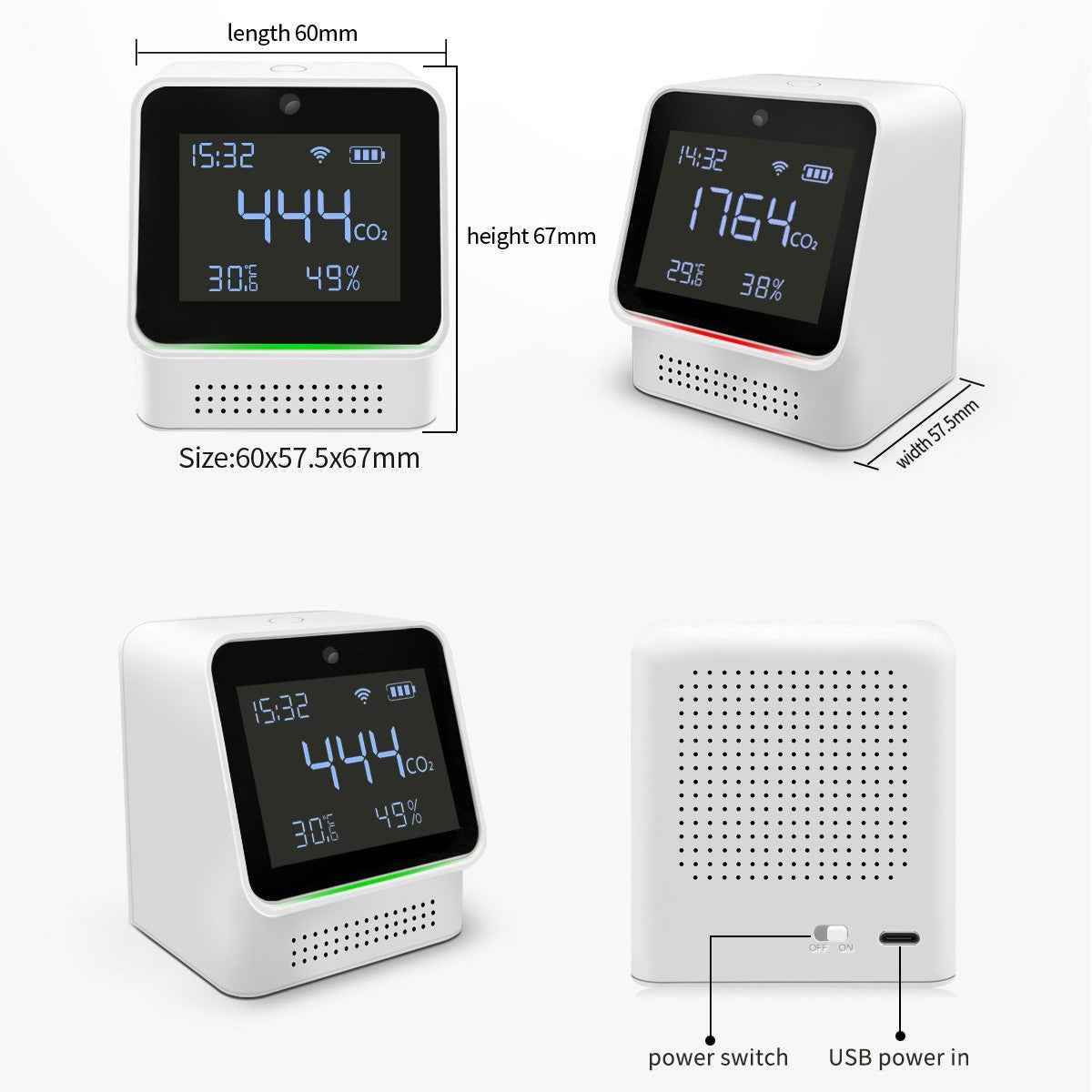 Air Quality Monitor - Multi-Function CO2 Detector with Temperature & Humidity