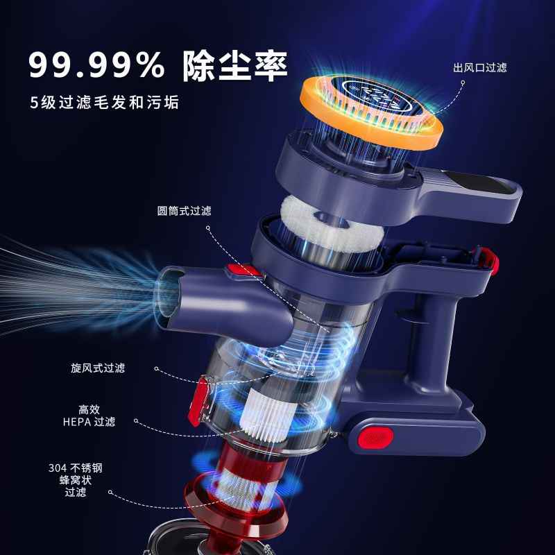 Cordless Vacuum Cleaner - Rechargeable Handheld with Detachable Pipe