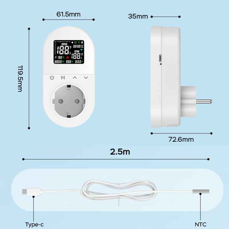 Smart Thermostat Socket - WiFi Touch Control with Timer & APP Management