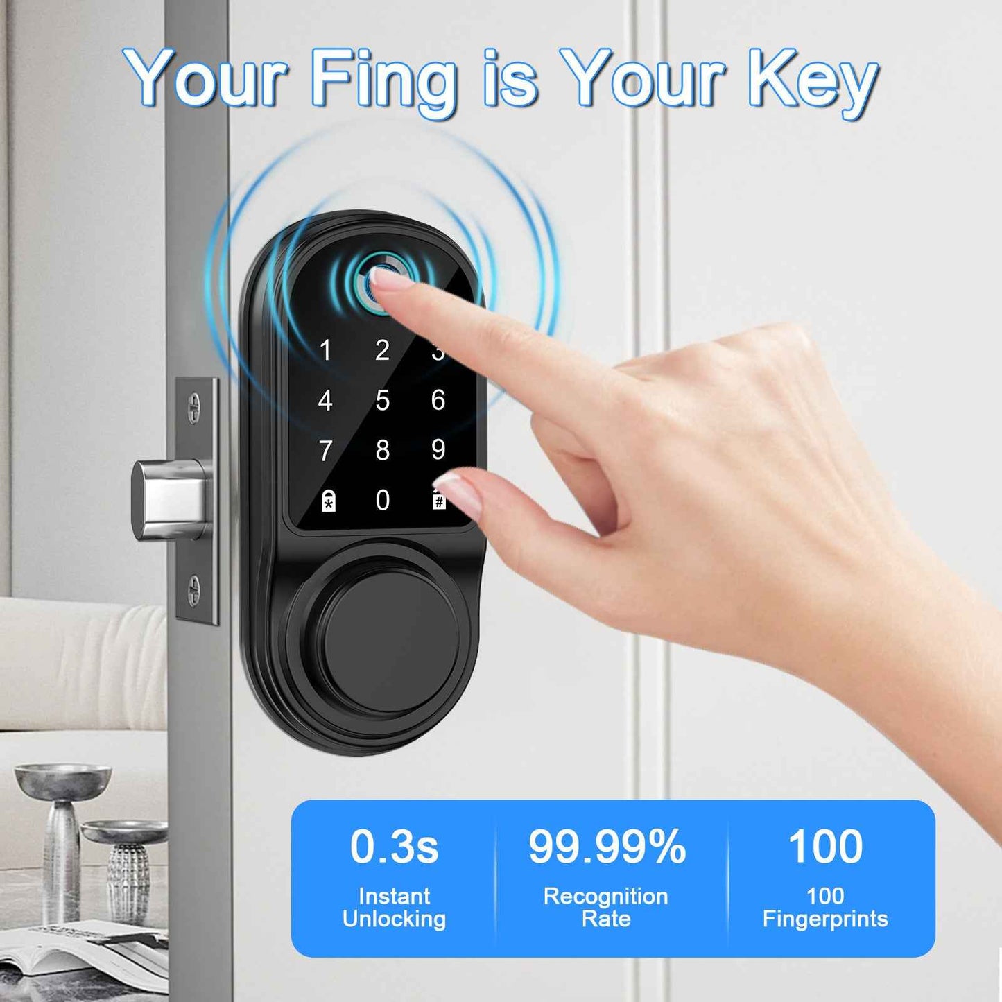 Smart Deadbolt Lock - American Standard WiFi Bluetooth Fingerprint Lock
