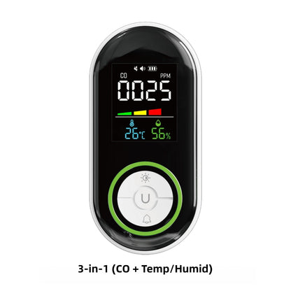 5-in-1 Smoke, CO & Combustible Gas Detector with LCD Temp/Humidity Monitor, 10-Year Lifespan & 1000mAh Battery Backup, Plug-in Design