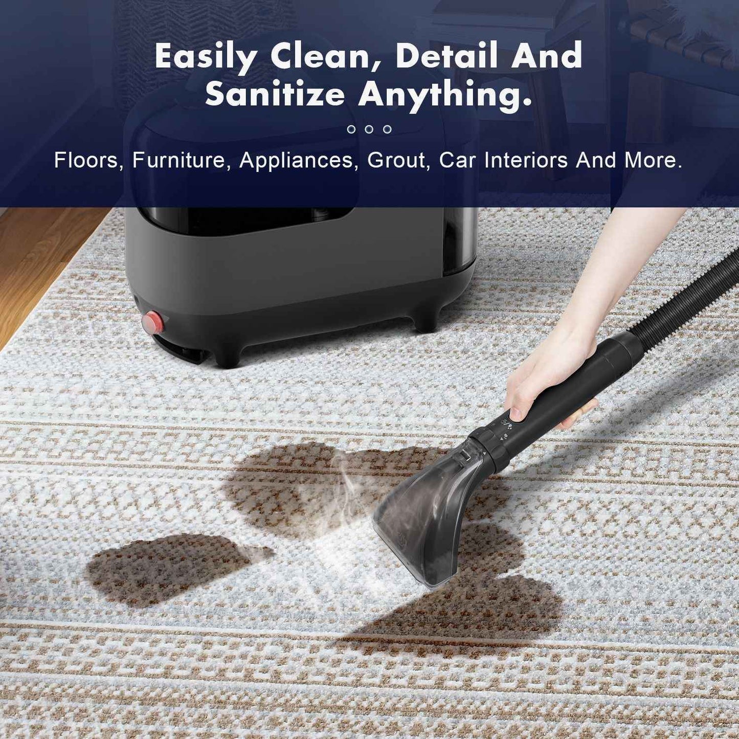 Steam Fabric Cleaner - High Temperature Spray & Suction for Upholstery