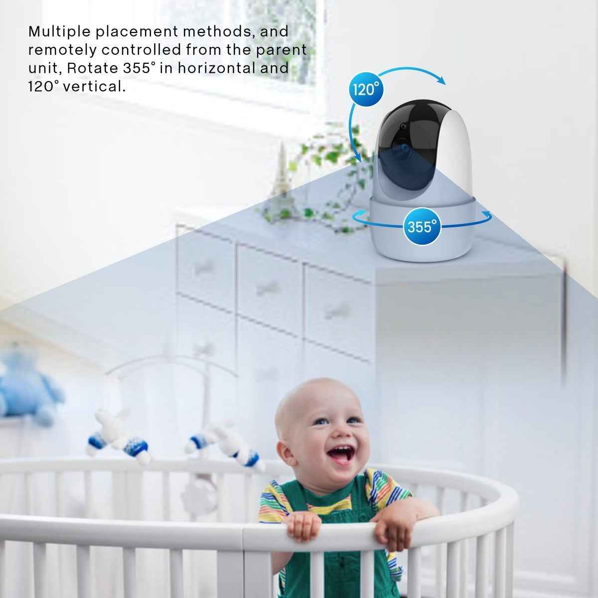 Exclusive for cross-border 51 Inch Wireless Baby Monitor Pan-Tilt Shaking Head Care Device Lullaby Sound Control Temperature Intercom