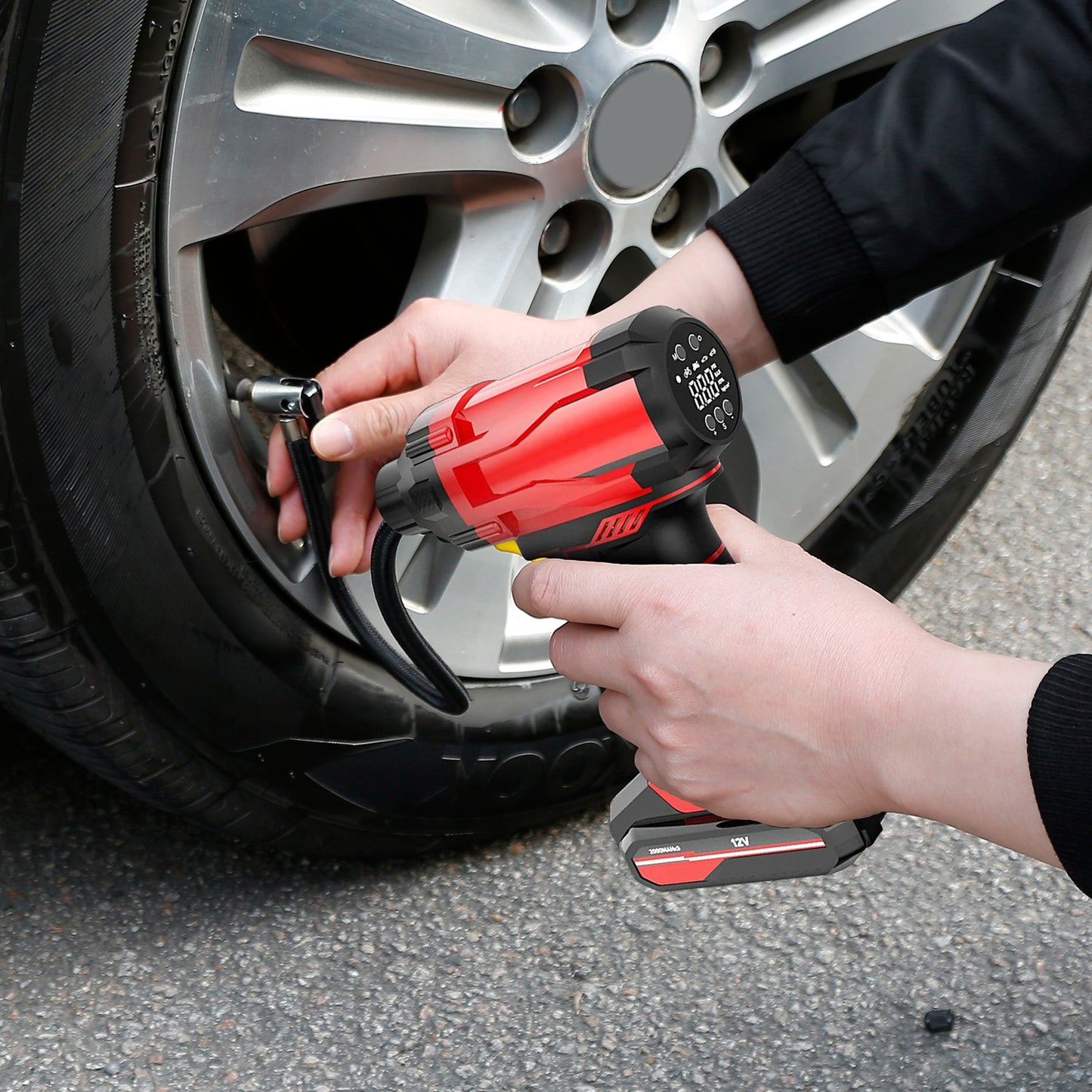 150PSI Cordless Car Tire Inflator with Digital Gauge & LED Light