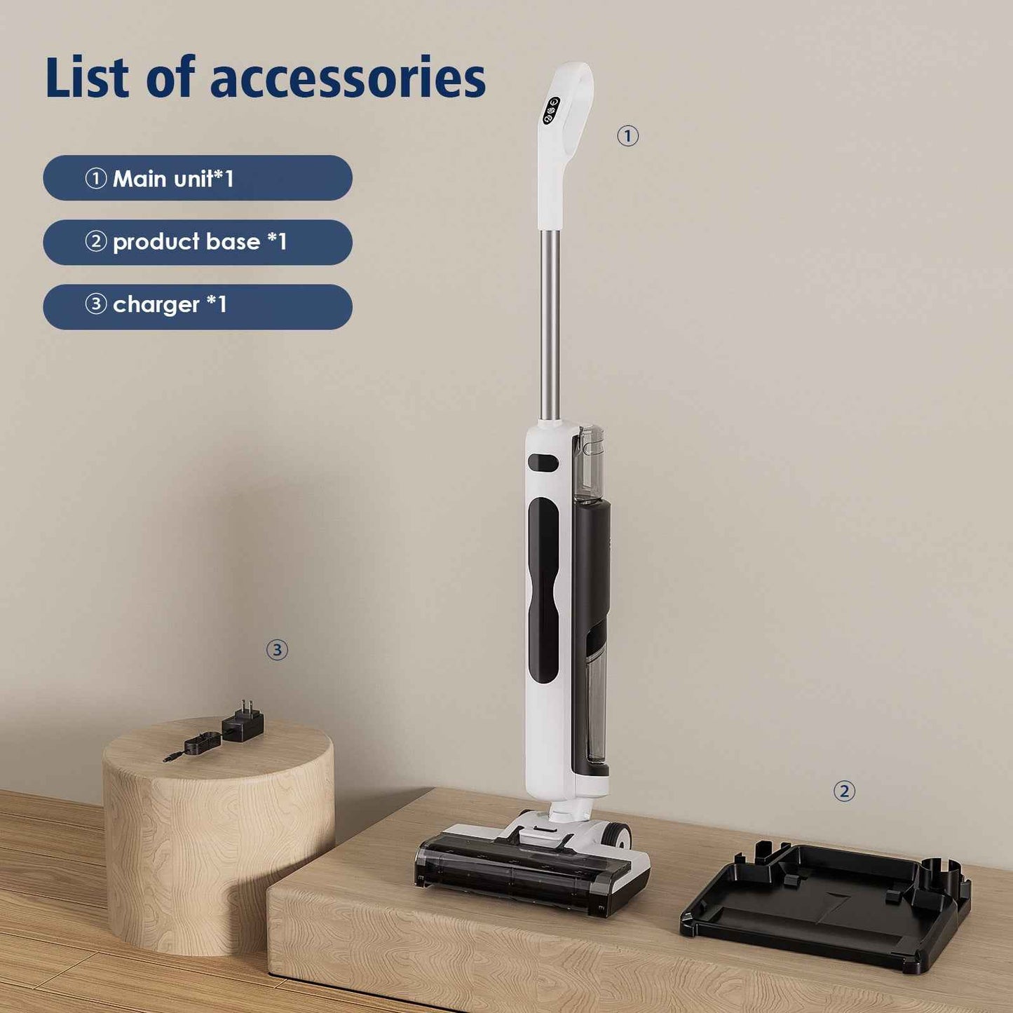 Floor Scrubber - Self-Cleaning Wireless Vacuum & Mop 2-in-1