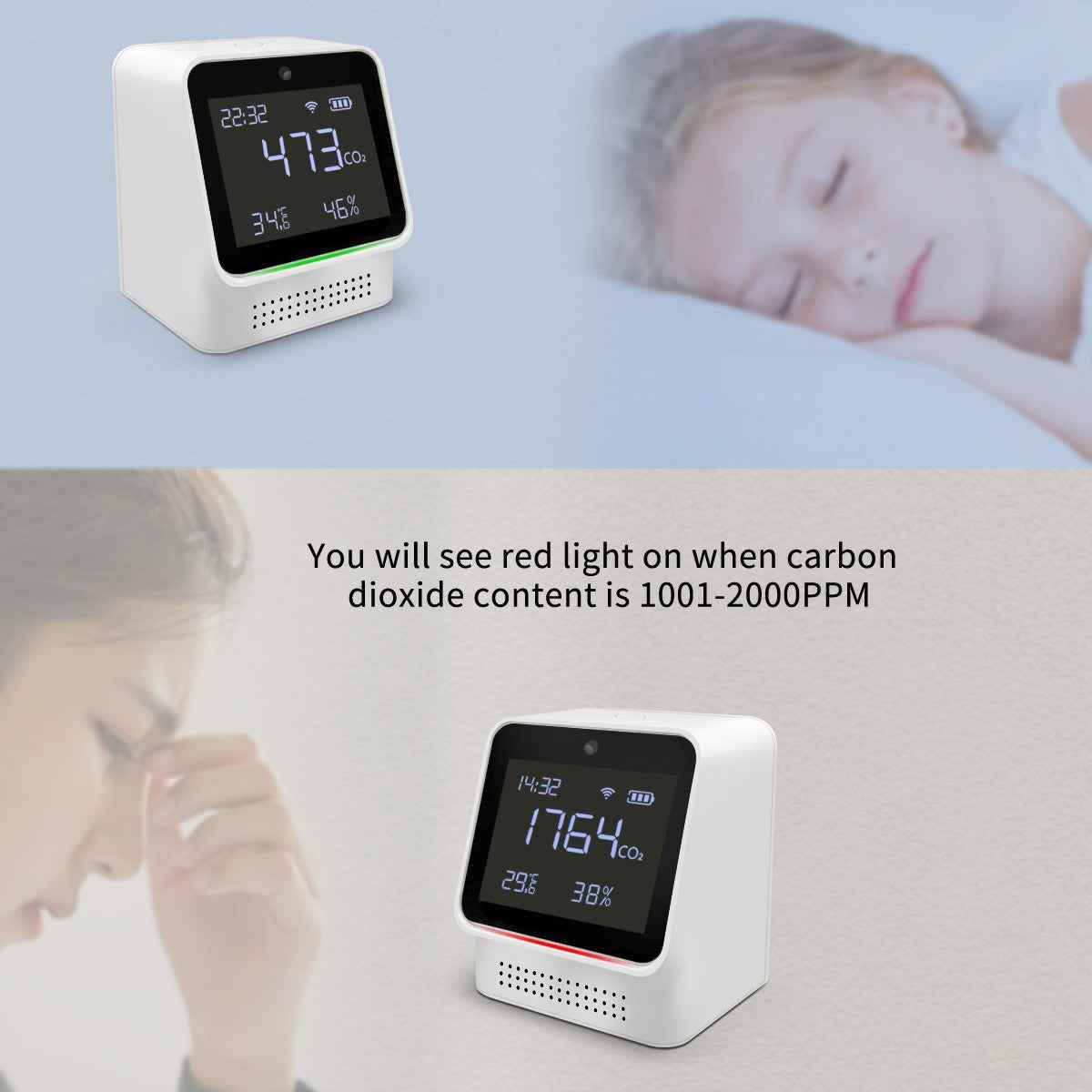 Air Quality Monitor - Multi-Function CO2 Detector with Temperature & Humidity