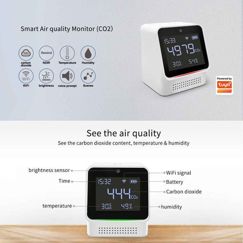 Air Quality Monitor - Multi-Function CO2 Detector with Temperature & Humidity