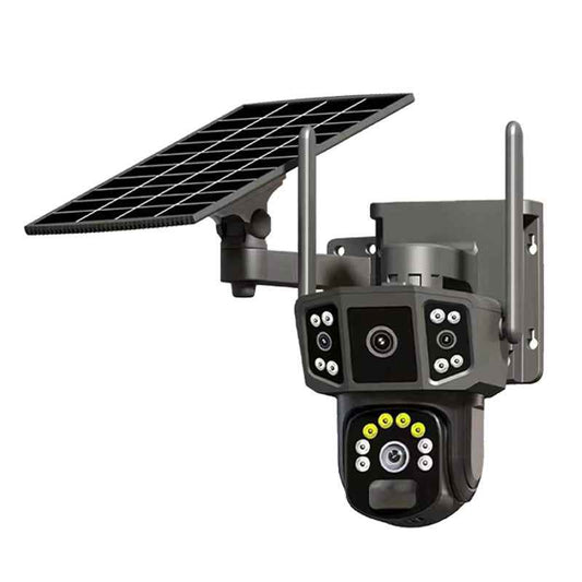 V380Solar Camera Three-screen Outdoor HD Full-color Night Vision Mobile Phone Remote Gun Ball Surveillance Camera