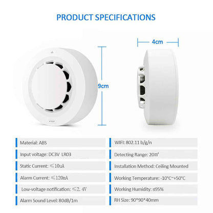 WiFi Smoke Detector - Smart Fire Alarm Sensor for Home Safety