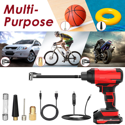 1 Pc 150PSI Cordless Car Tire Inflator Rechargeable  2V Portable Electric Air Compressor With LED Light For Car Bike Motorcycle Ball