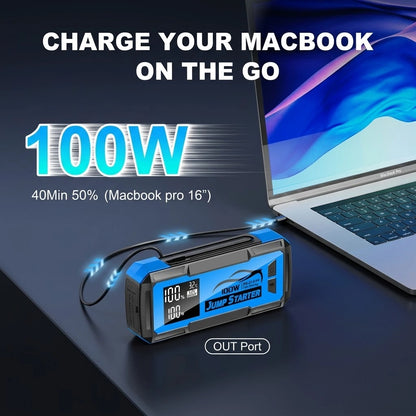 8000A Heavy-Duty Jump Starter - 100W Fast Charge & 32000mAh Portable Power