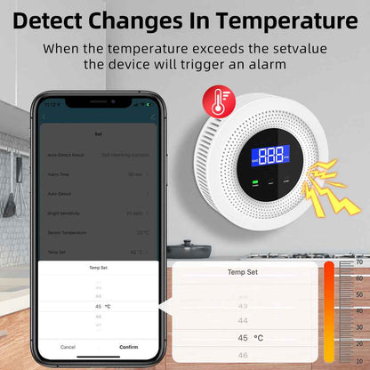 Smart Gas Leak Detector - WiFi Natural Gas Alarm for Kitchen & Home