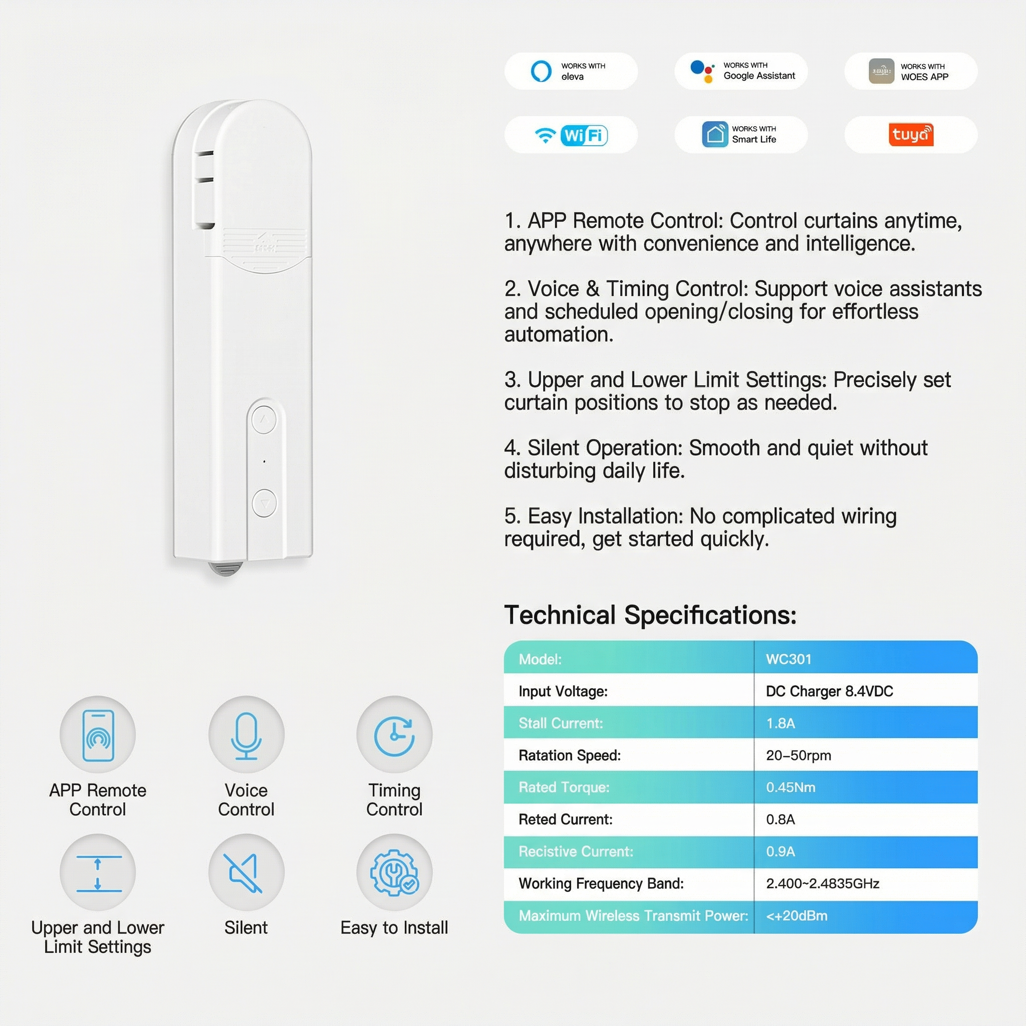 Smart WiFi Curtain Motor