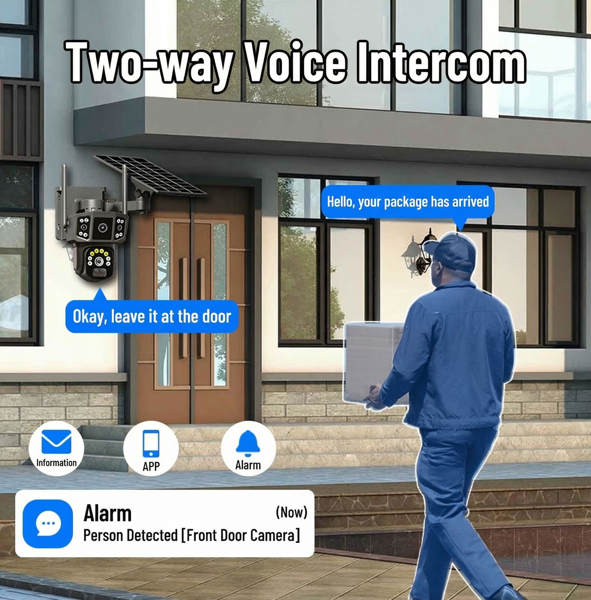 Solar Security Camera Outdoor - Dual Lens PTZ WiFi Camera with Color Night Vision & Two-Way Audio