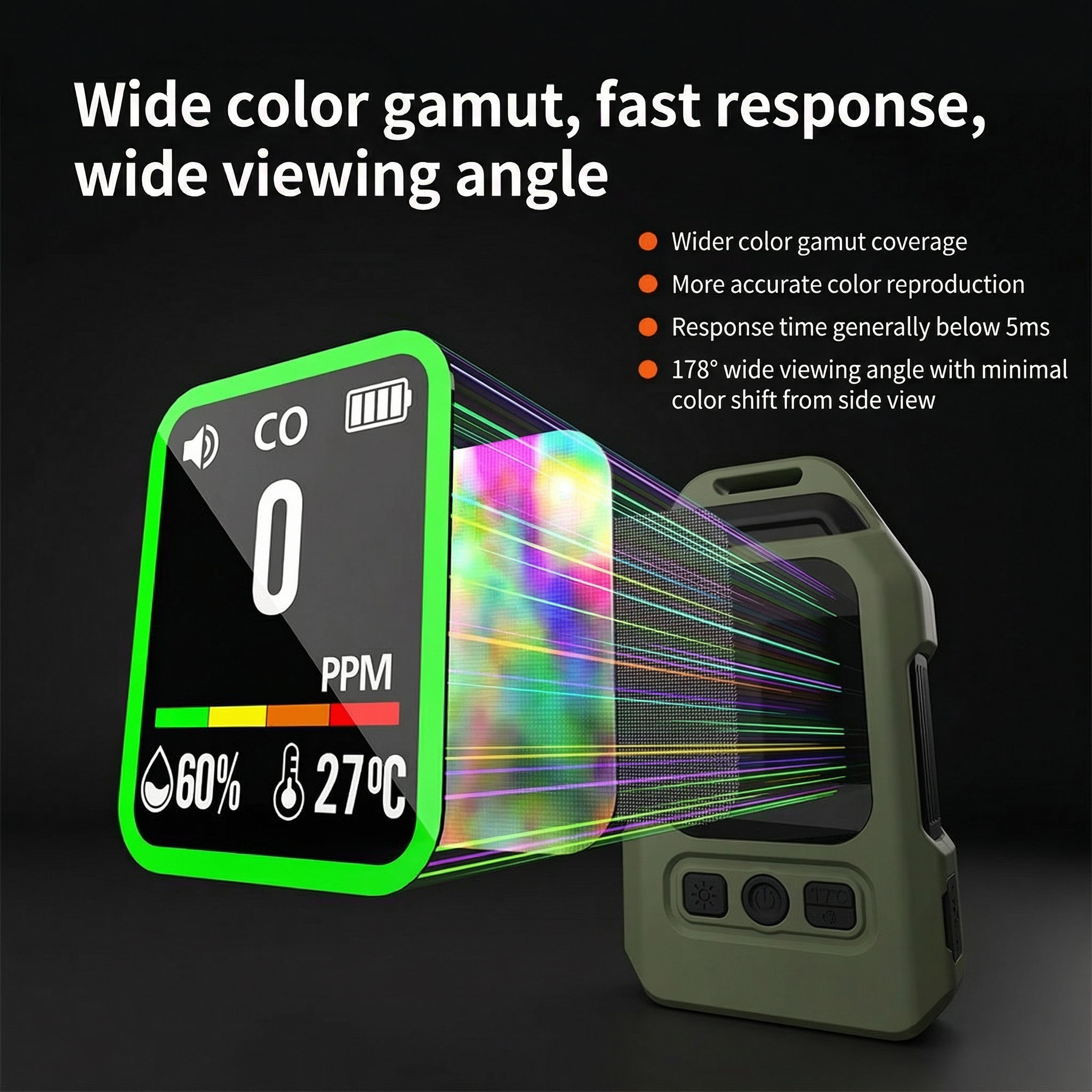 4-in-1 Gas Detector Outdoor Oxygen Carbon Dioxide Air Concentration Alarm Long Standby Magnetic Back