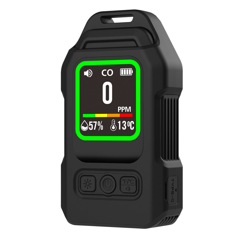 Portable 4-in-1 Carbon Monoxide Detector | Real-Time Low-Level CO Monitor | Temp, Humidity & Flashlight for Camping & RV