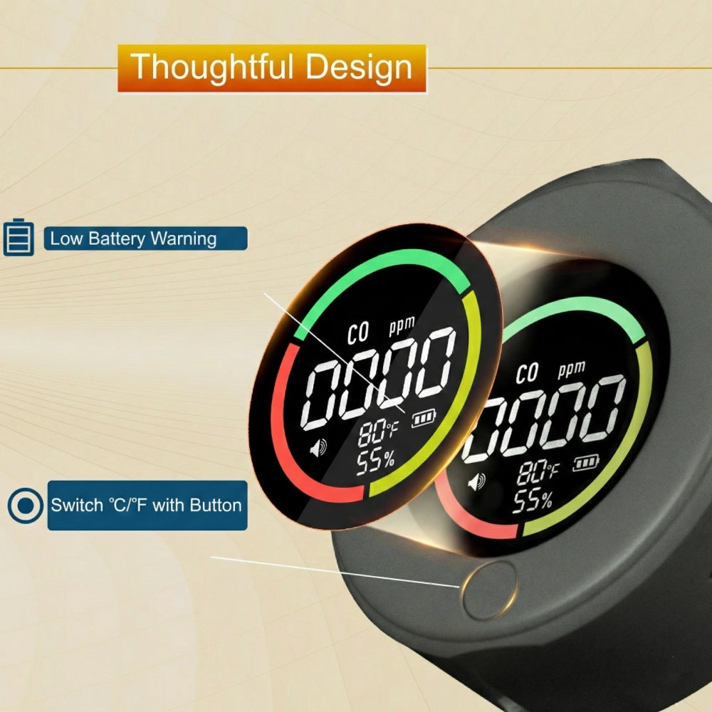 Low Battery Warning
Switch °C/°F with Button