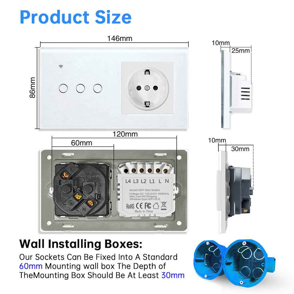 Smart Multi-Socket - WiFi Power Strip with Alexa Voice Control EU Plug