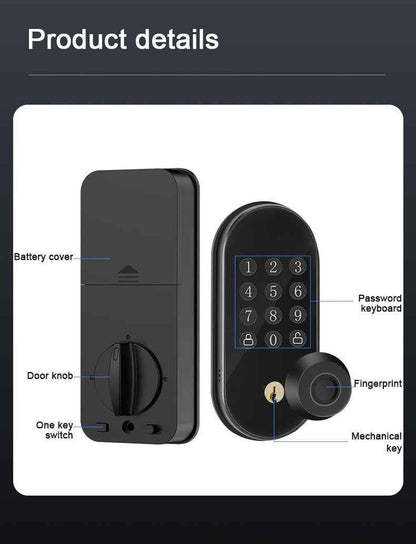 Smart Deadbolt Lock - Touch Screen Fingerprint Lock with WiFi Bluetooth