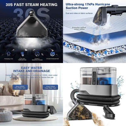 Steam Fabric Cleaner - High-Temperature Hot Water Extraction Vacuum