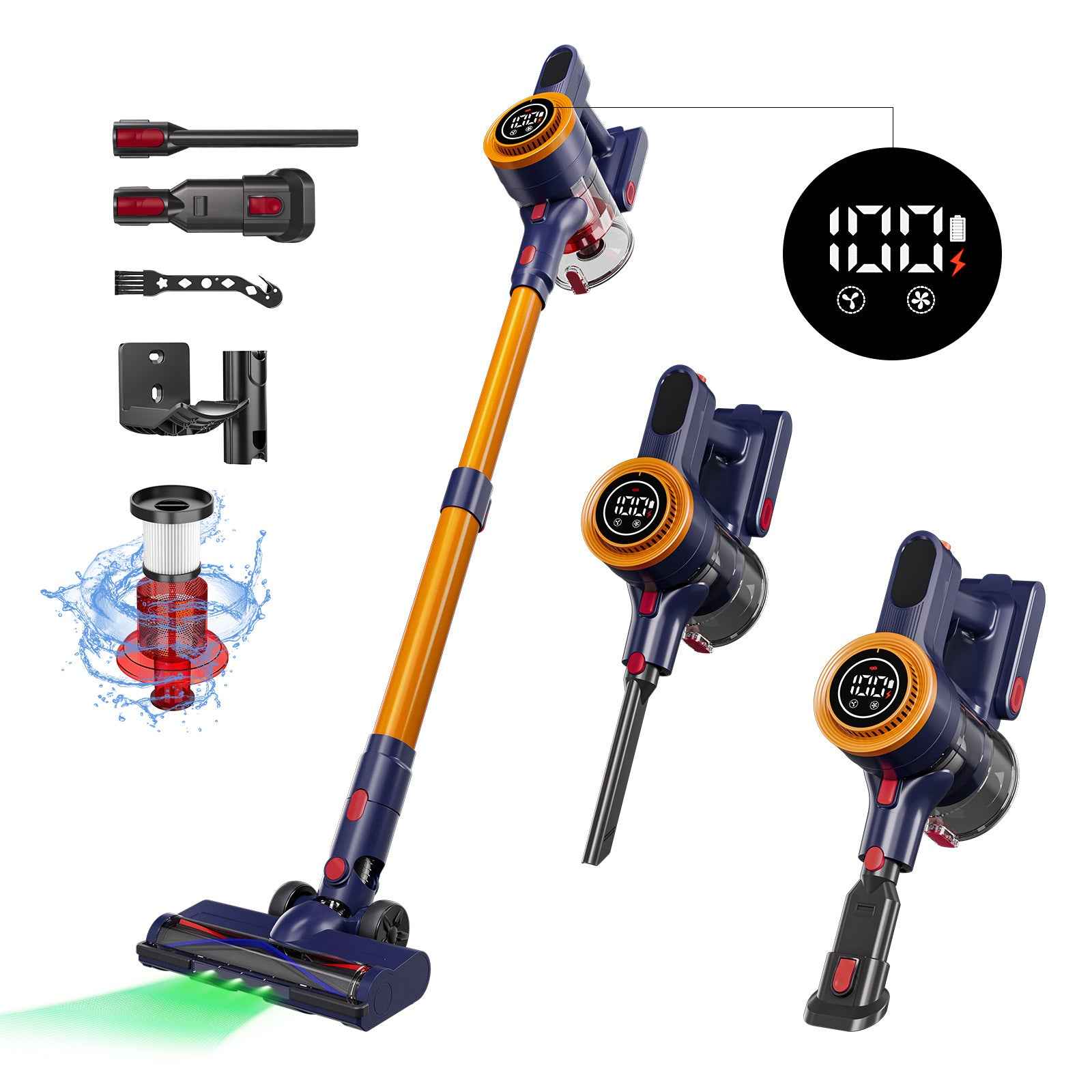 Cordless Vacuum Cleaner - Rechargeable Handheld with Detachable Pipe