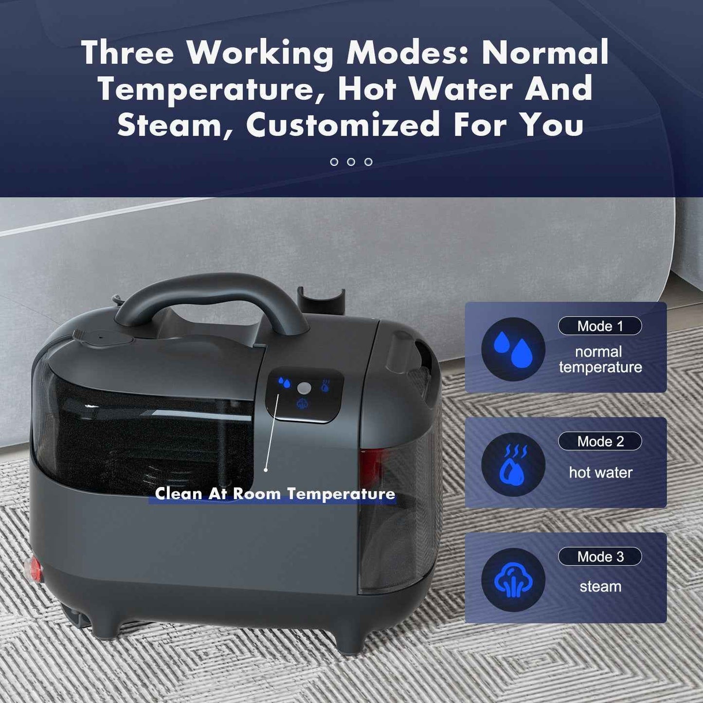 Steam Fabric Cleaner - High Temperature Spray & Suction for Upholstery